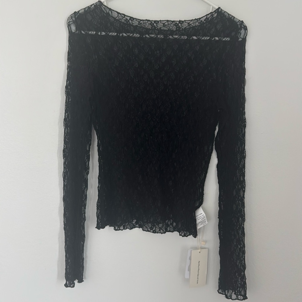 Commense sheer mesh black top